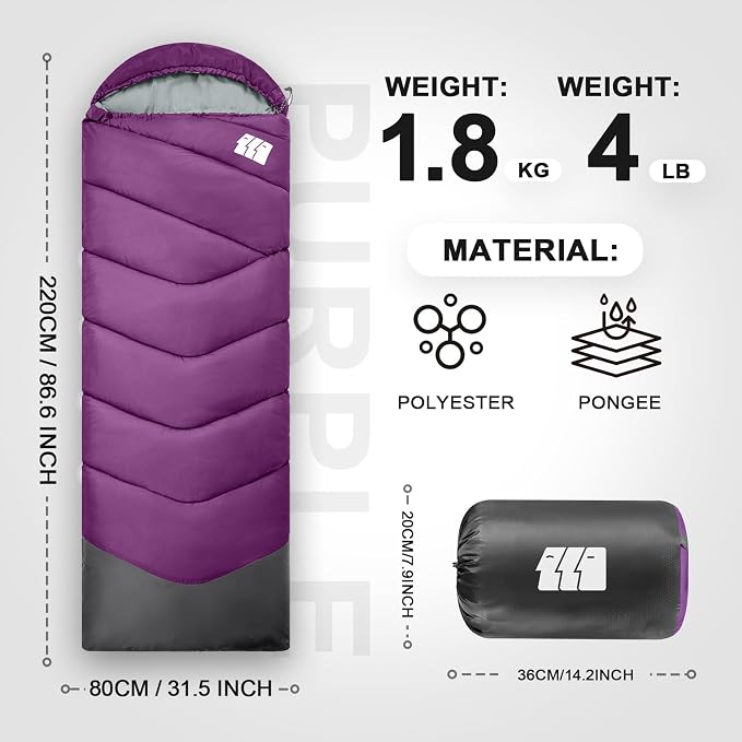 Sleeping Bags for Adults Cold Weather, Waterproof, Lightweight Sleeping Bag for - Image 2