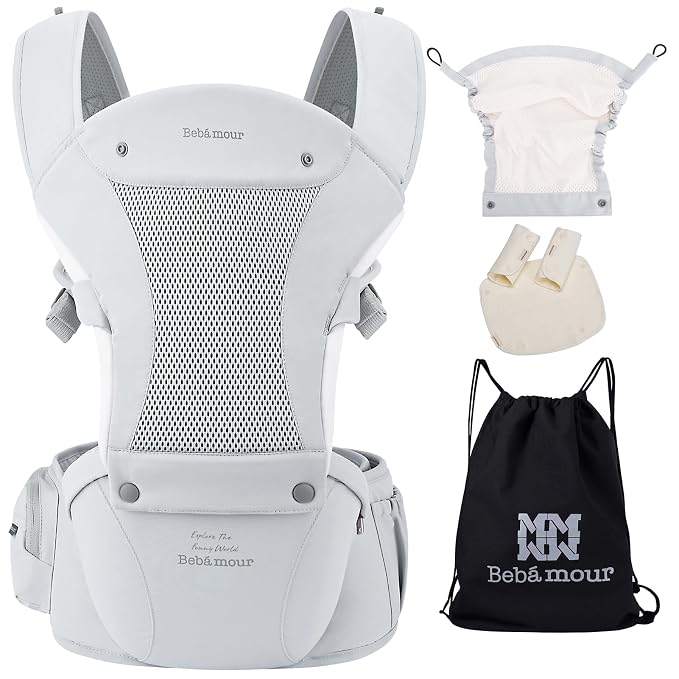 Bebamour Baby Carrier with Hip Seat, All-Position Breathable Mesh Hip Seat & - Image 5