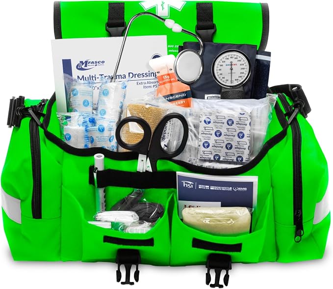 First Aid Kit - Fully Stocked Portable Reflective Bag -First Responder by MFASCO