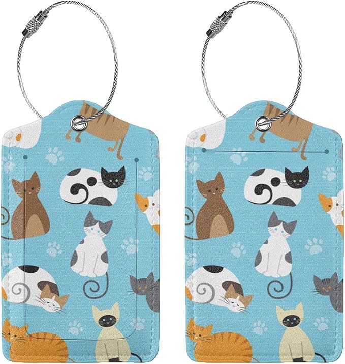 2 Pcs Cute Cat Luggage Tag for Suitcase, Animal Cat Party Decorations Supplies by Xovweinp