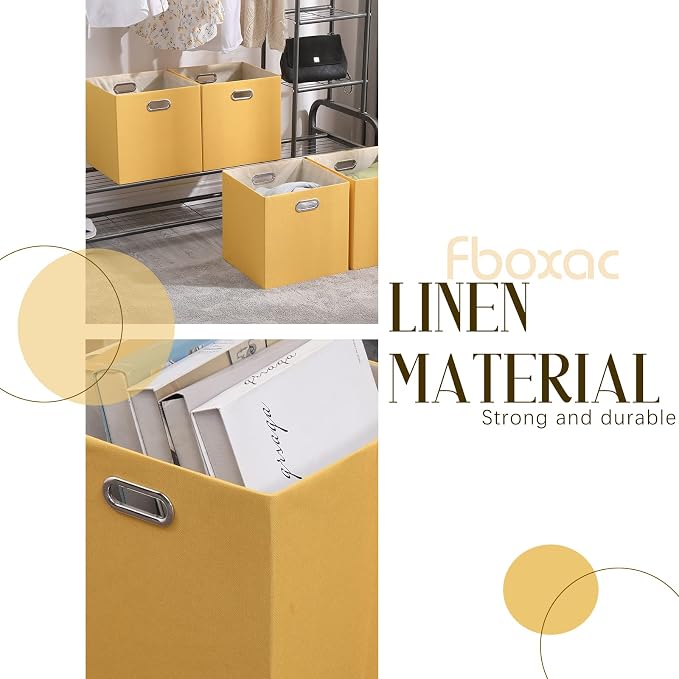 Cube Storage Bins 13×13x13 Inch, 4 Pack Collapsible Linen Fabric Storage Cubes - Image 3