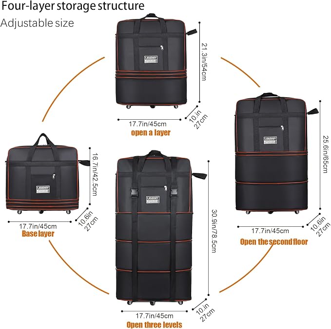 Expandable Large Capacity Travel Bag Oxford Cloth Duffel Bag - Image 5
