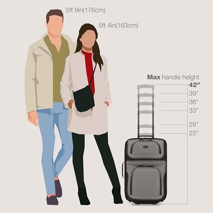 U.S. Traveler Lightweight Rolling 20" Carry On Luggage Softside Suitcase - Image 8