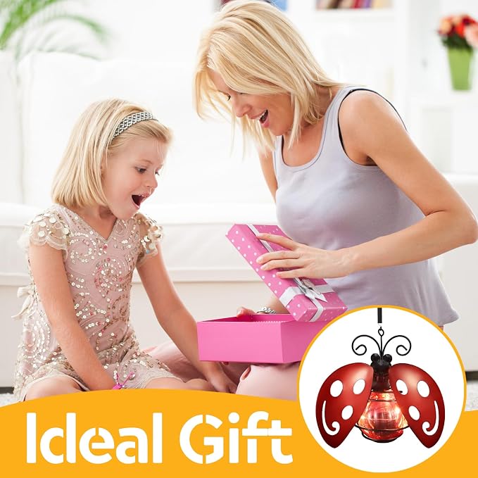 2 Pack Lady Bug Solar Outdoor Hanging Lantern Creative Small Sculpture Lights - Image 4
