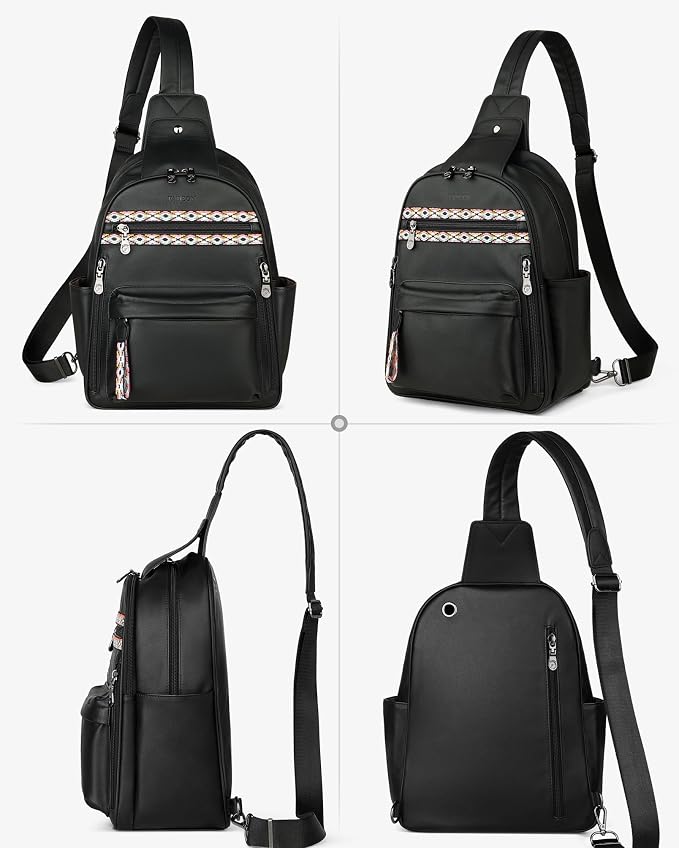 FADEON Large Sling Bag for Women, Leather Crossbody Purse Designer Anti Theft - Image 7
