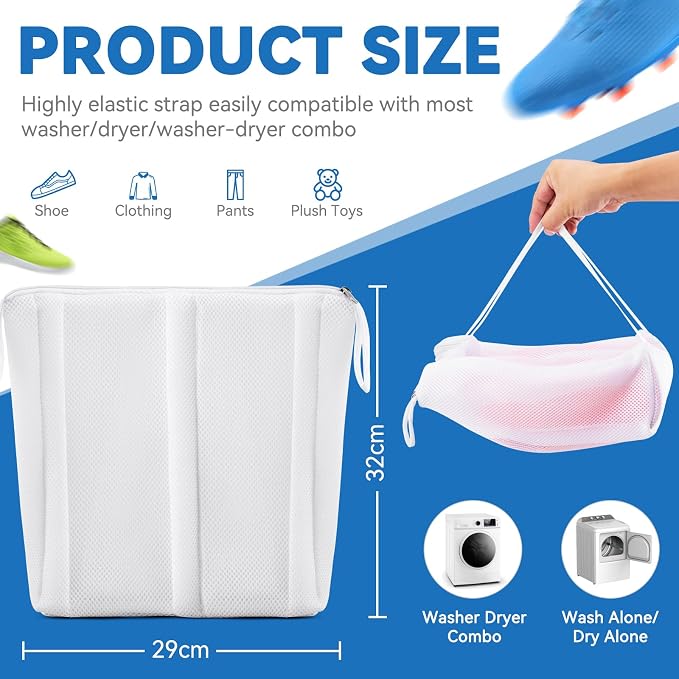 2-in-1 Shoe Dry Bag for Sneaker Dry & Wash, Dual-zone Mesh Sneaker Dryer Bag - Image 4