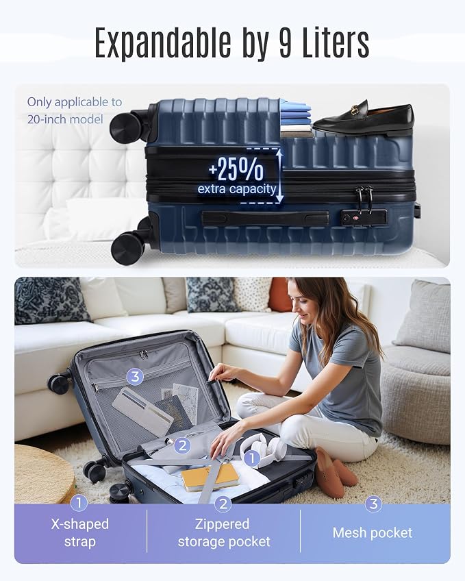 LIGHT FLIGHT Carry On Luggage 22x14x9 Airline Approved, Carry On Suitcases - Image 4