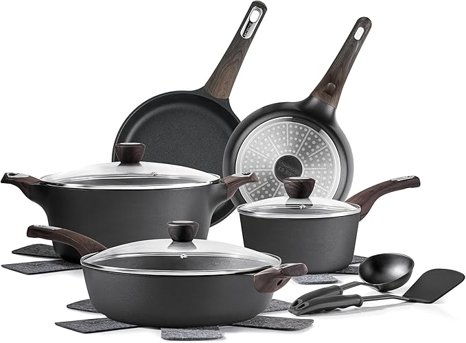 SENSARTE Pots and Pans Set Non stick, Non toxic Healthy Induction Cookware Set by SENSARTE