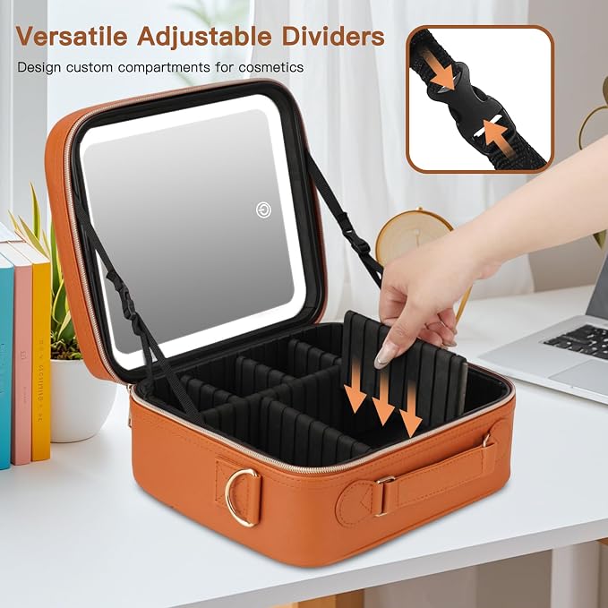 Travel Makeup Bag with LED Mirror, Cosmetic Bags - Image 5