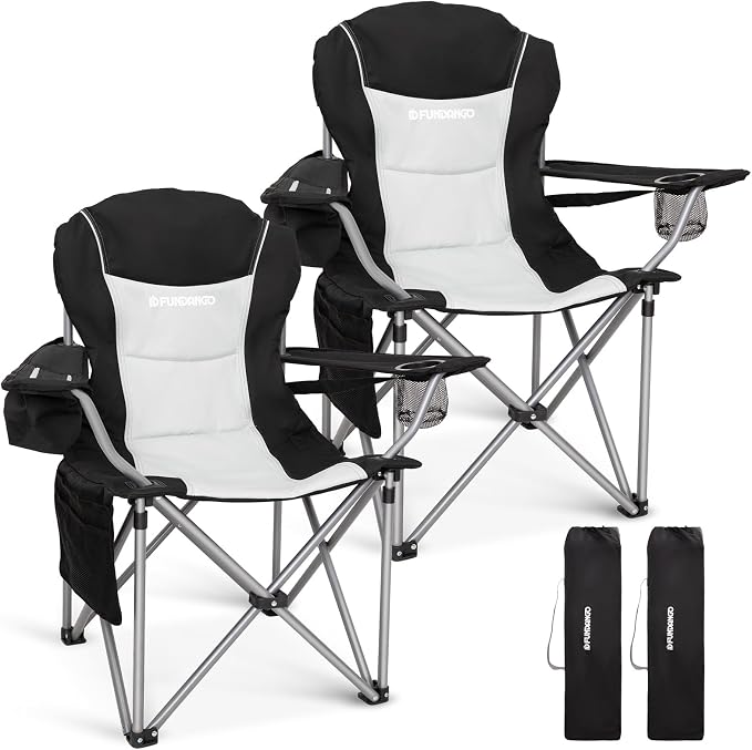 FUNDANGO Folding Camping Chair Heavy Duty, 2 Pack Oversized 440 Lbs Support by FUNDANGO