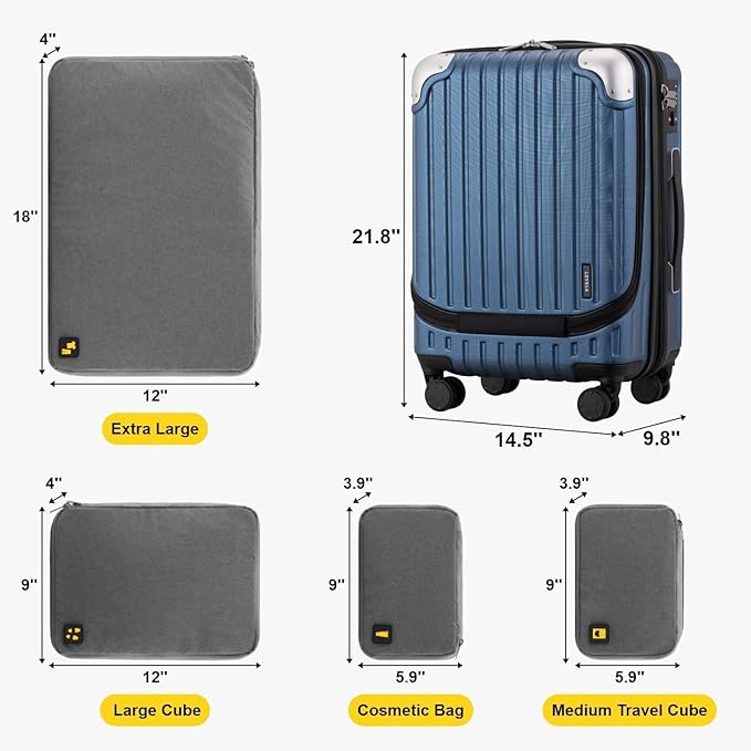 LEVEL8 Grace Carry On Luggage Airline Approved, 20 Inch Expandable Hardside - Image 2