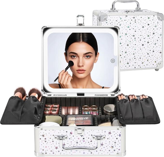 Relavel Makeup Bag with LED Mirror, Makeup Box Travel Train Case with by Relavel