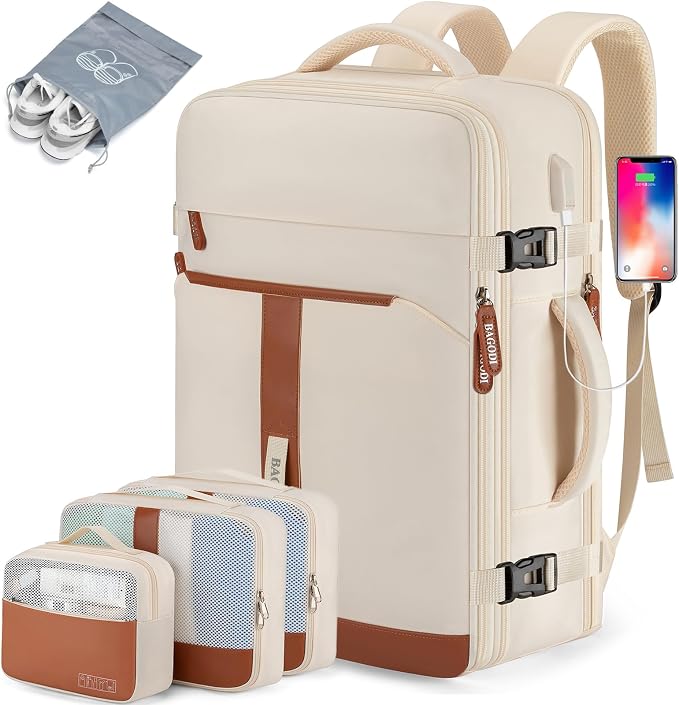 42L Travel Laptop Backpack, Expandable Carry-on Luggage, Anti-Theft Business by BAGODI