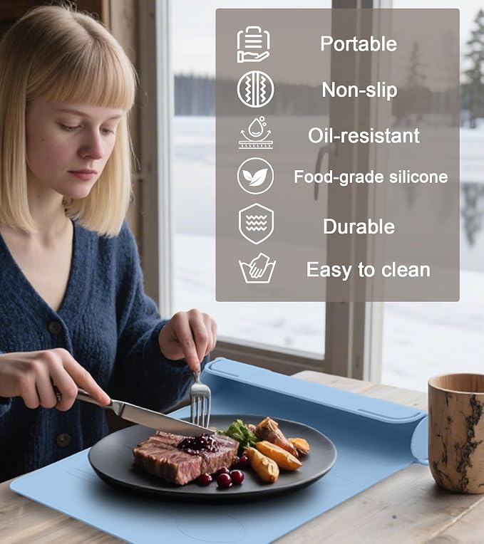 Utensil Box, Tableware Silicone Portable Box Silverware mat, Suitable - Image 2