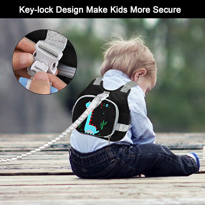 Accmor Toddler Harness Leash+ Reflective Anti Lost Wrist Link, Cute Dinosaur - Image 5