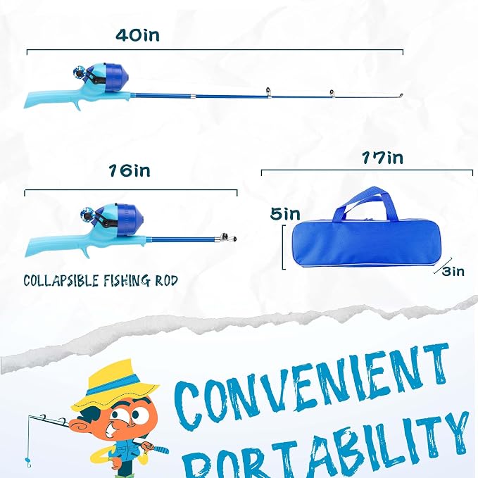 Kids Fishing Pole, Telescopic Fishing Rod, Toddler Collapsible Fishing Rod and - Image 2