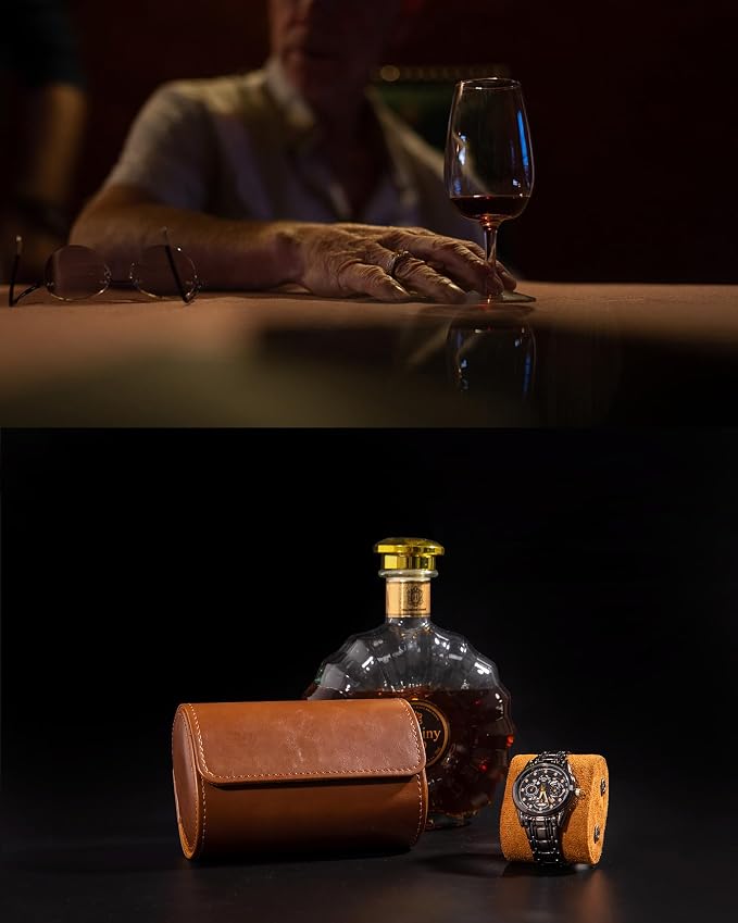MR.OKAY 2 Watch Travel Case-Classic Leather Watch Case - Image 4