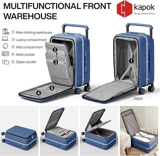 mixi Carry On Luggage Wide Handle Luxury Design Rolling Travel Suitcase PC - Image 3