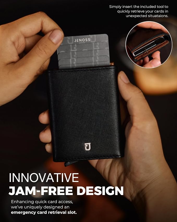 Jenoss Smart Wallet For Men: Full Grain Leather, Handcrafted, Slim RFID - Image 3