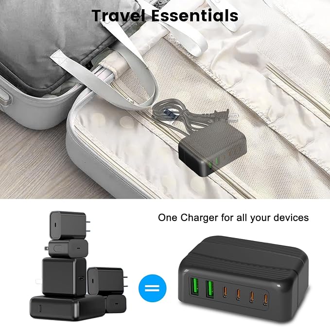 USB C Charger, BURUDU 120W 6 Port USB C Charging Station, Portable PD Fast USB - Image 7