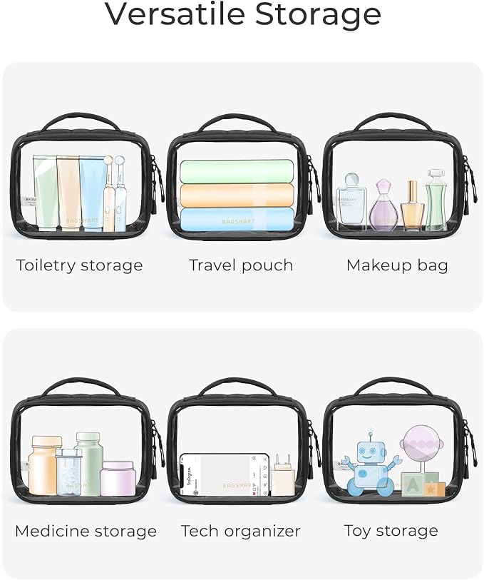 BAGSMART Clear TSA-Approved Toiletry Bag, Puffy Edges Travel Makeup Bag - Image 5