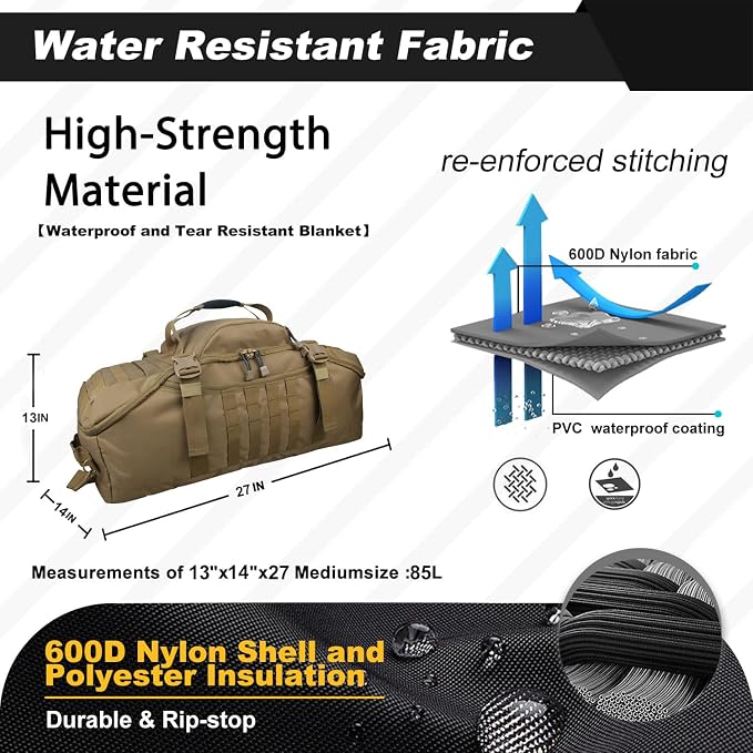3 In 1 Military Backpack Travel Duffle Bag - Image 3