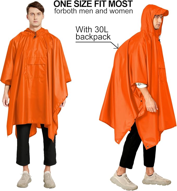 salamra Hooded Rain Poncho Waterproof Raincoat Jacket - Image 5
