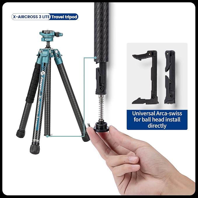 Fotopro Carbon Fiber Tripod 60 Inch 360 Degree Ball Head Quick Release Plate - Image 7