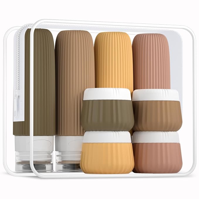Travel Bottles 8 Pack, TSA Approved 3 oz Travel Toiletries Containers by Mrsdry