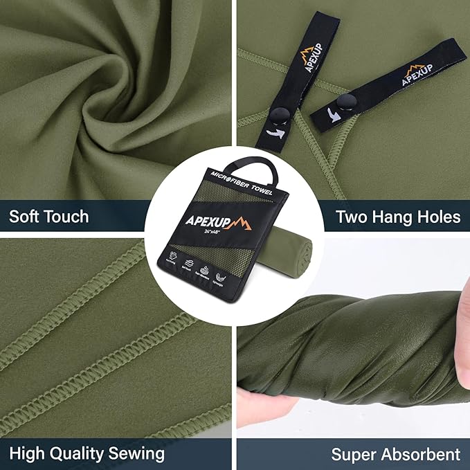 APEXUP Microfiber Travel Towel, Ultra Absorbent Quick Dry Towels, Lightweight - Image 2