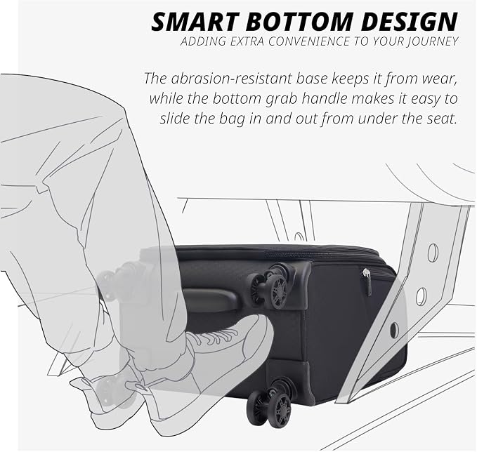 Verage Under Seat Luggage with Wheels, Softside Small Suitcase Spinner Carry On - Image 8