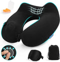 Inflatable Travel Neck Pillow for Airplane, Head Support Velvet Adult Neck by Glyzia