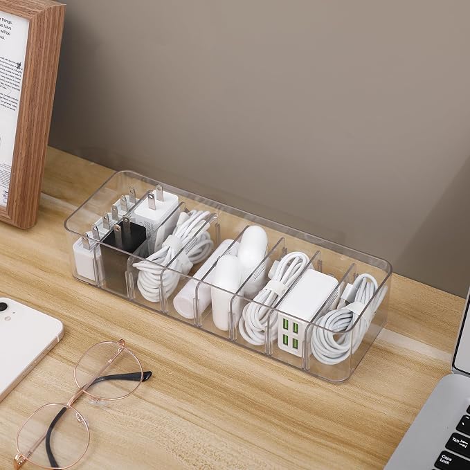 Yesesion Clear Plastic Cable Organizer Box - Image 2