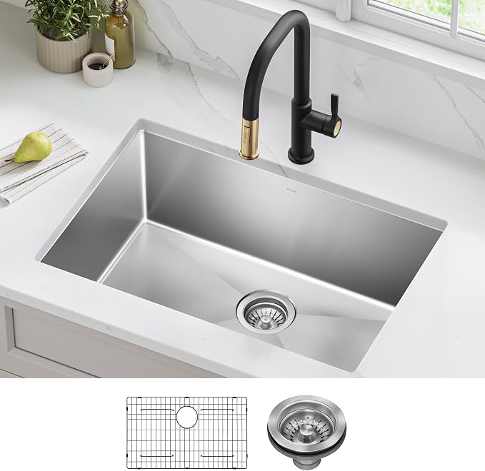 KRAUS Standart PRO 28-inch 16 Gauge Undermount Single Bowl Stainless Steel - Image 2