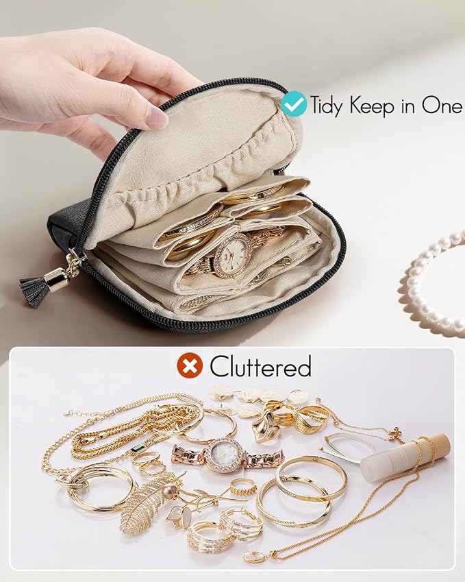 Vlando Small Jewelry Travel Case, Jewelry Pouch Bags - Image 6