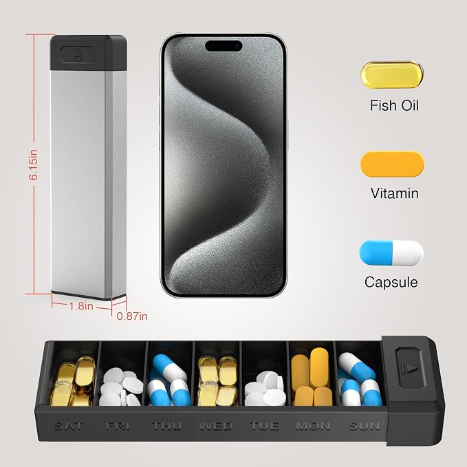 HEIYING Pill Organizer with Aluminum Shell - Image 6