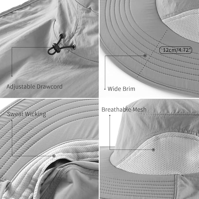 Home Prefer Outdoor UPF50+ Sun Hat Wide Brim Mesh Fishing Hat - Image 4