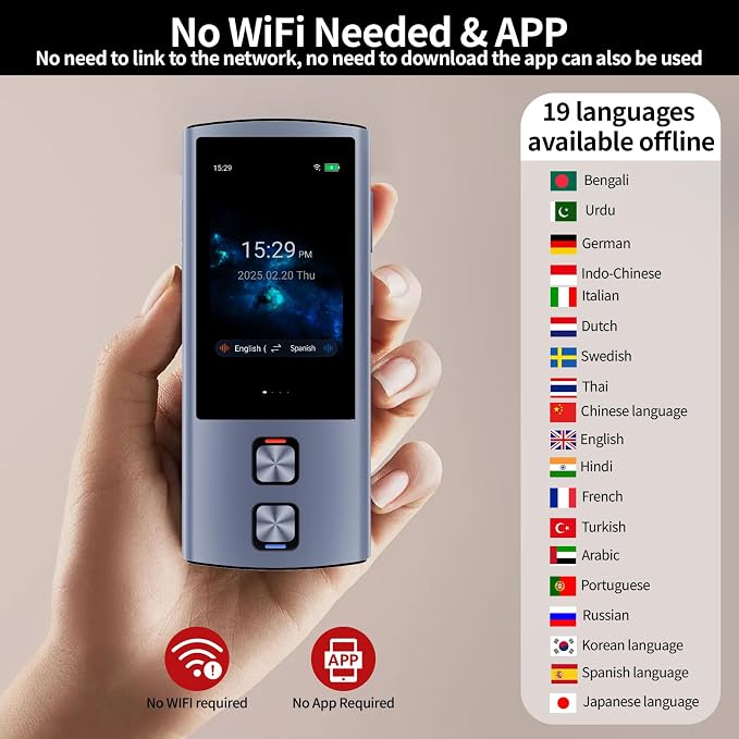 Language Translator Device, 159 Languages, 2025 AI Pocket Offline Instant Voice - Image 3