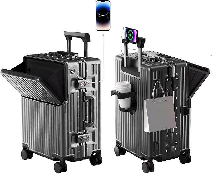 Zipperless Luggage, Polycarbonate Aluminum Hard Shell, Expandable Carry-On by cycyCarry