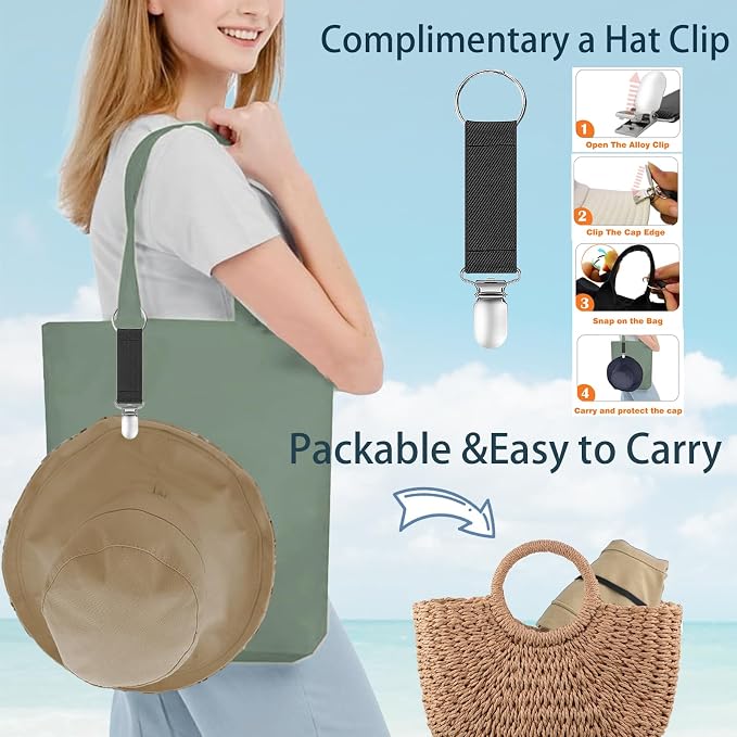 vidsel Womens Sun Hats Wide Brim Reversible Bucket Cotton Hat Packable Summer - Image 5