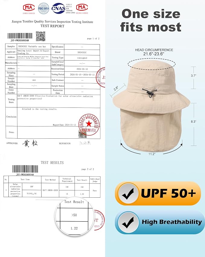 Water-Resistant Sun UPF 50+ Bucket Hat Protection Packable Brimmed Boonie - Image 3