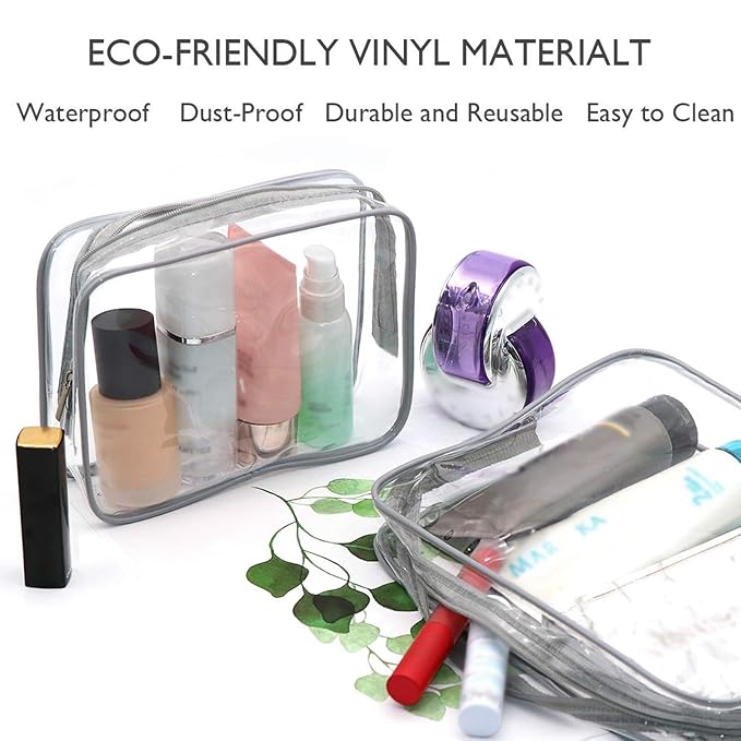 APREUTY Clear Makeup Bags, TSA Approved 6Pcs Cosmetic Makeup Bags Set Clear PVC - Image 3