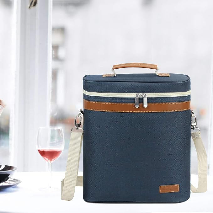 ZORMY 3 Bottle Insulated Wine Tote Cooler Bag, Portable Carrier - Image 8