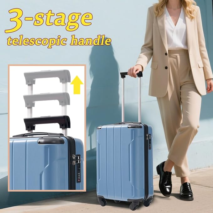 Merax Carry on Luggage Set, 20 Inch Hardshell ABS Suitcase - Image 8
