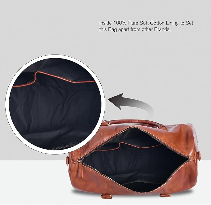 Genuine Leather Duffle Bag for Men | Vintage Weekender Travel Bag | Overnight - Image 7