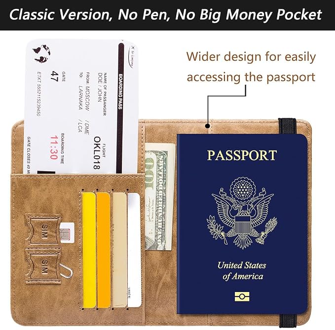 Passport Holder Cover Wallet Travel Essentials RFID Blocking Leather Card Case - Image 3