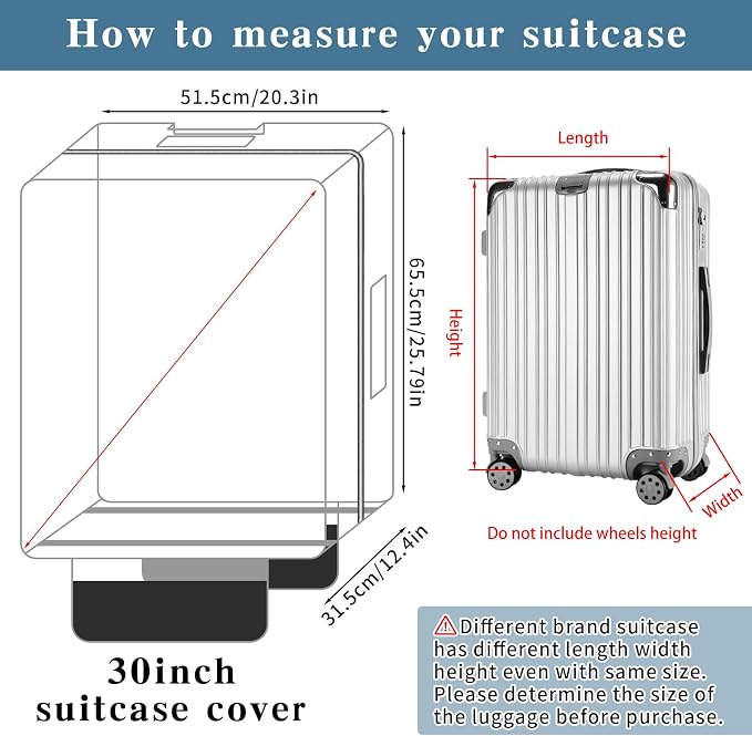 Yotako Upgraded Zippered Clear PVC Suitcase Cover, 30 Inch Luggage Covers - Image 3