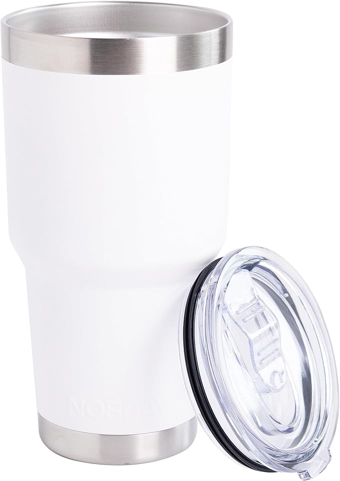 NORDAY | Tumbler with Lid - 30oz - White Insulated Tumbler - Stainless Steel by Norday