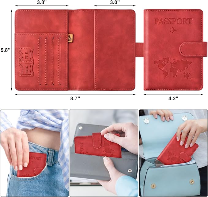 Eoehro Passport Holder for Travel Essentials, Passport Wallet Cover Case for - Image 2