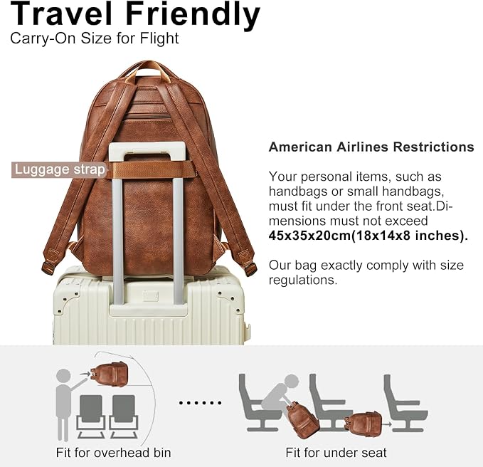 30L Business Laptop Backpack for Women Men, Travel Work Backpack Purse Faux - Image 6